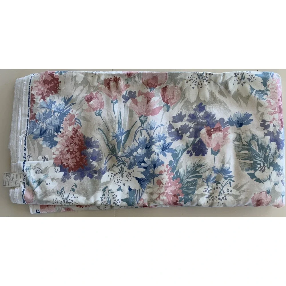 Vtg 1987 House 'N Home Pink Purple Teal Floral Drapery Fabric 54